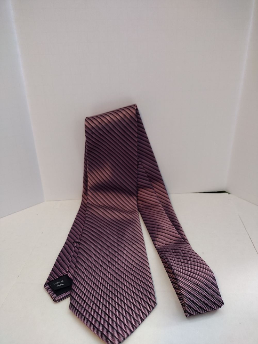 Van Heusen Lavender and Black Diagonal Striped Tie